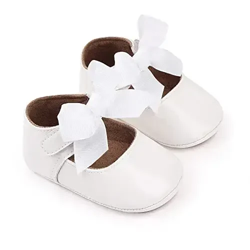 SABATUTU Infant Baby Girls Princess Wedding Dress Mary Jane Flats, Toddler Soft Sole Prewalker Sparkly Lightweight Shoes - SABATUTU (1)