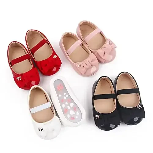 SABATUTU Infant Baby Girls Princess Wedding Dress Mary Jane Flats, Toddler Soft Sole Prewalker Sparkly Lightweight Shoes - 6