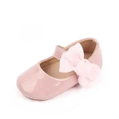 SABATUTU Infant Baby Girls Princess Wedding Dress Mary Jane Flats, Toddler Soft Sole Prewalker Sparkly Lightweight Shoes 