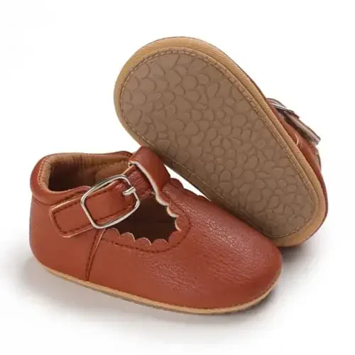 SABATUTU Infant Baby Girls Princess Wedding Dress Mary Jane Flats, Toddler Soft Sole Prewalker Sparkly Lightweight Shoes 