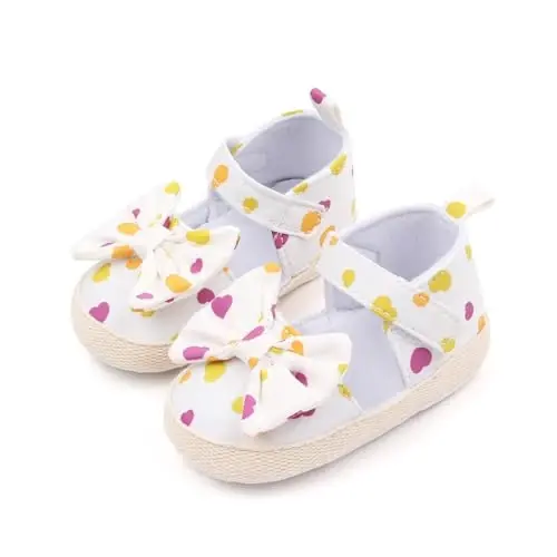 SABATUTU Infant Baby Girls Princess Wedding Dress Mary Jane Flats,Toddler Soft Sole Prewalker Sparkly Lightweight Shoes 