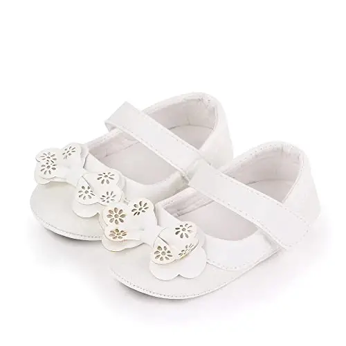 SABATUTU Infant Baby Girls Princess Wedding Dress Mary Jane Flats,Toddler Soft Sole Prewalker Sparkly Lightweight Shoes - 5