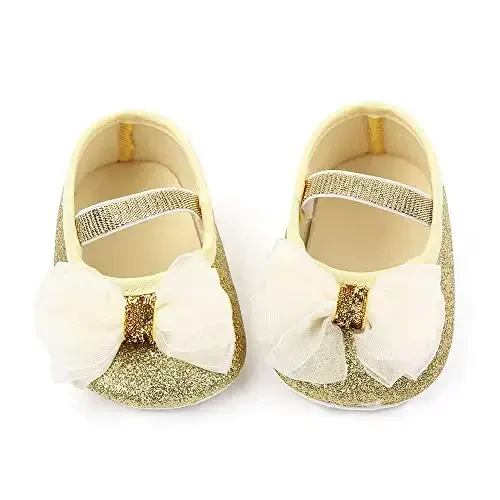 SABATUTU Infant Baby Girls Princess Wedding Dress Mary Jane Flats,Toddler Soft Sole Prewalker Sparkly Lightweight Shoes - 3