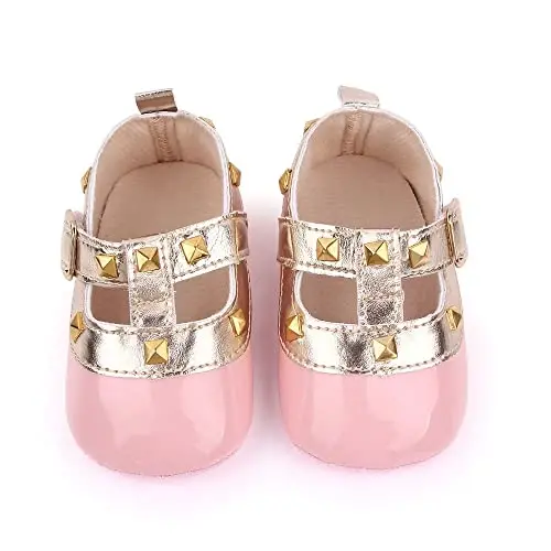 SABATUTU Infant Baby Girls Princess Wedding Dress Mary Jane Flats,Toddler Soft Sole Prewalker Sparkly Lightweight Shoes - 2