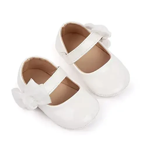 SABATUTU Infant Baby Girls Princess Wedding Dress Mary Jane Flats,Toddler Soft Sole Prewalker Sparkly Lightweight Shoes - 3