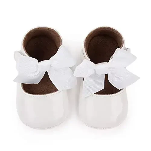 SABATUTU Infant Baby Girls Princess Wedding Dress Mary Jane Flats,Toddler Soft Sole Prewalker Sparkly Lightweight Shoes - 4