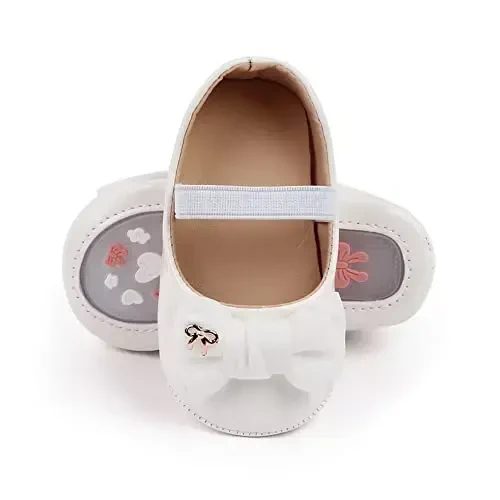 SABATUTU Infant Baby Girls Princess Wedding Dress Mary Jane Flats,Toddler Soft Sole Prewalker Sparkly Lightweight Shoes - 4
