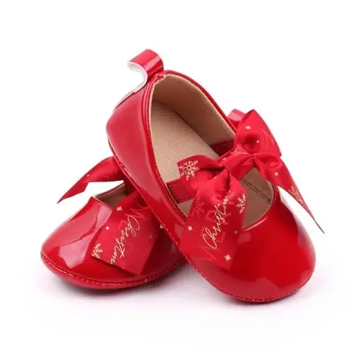 SABATUTU Infant Baby Girls Princess Wedding Dress Mary Jane Flats,Toddler Soft Sole Prewalker Sparkly Lightweight Shoes 