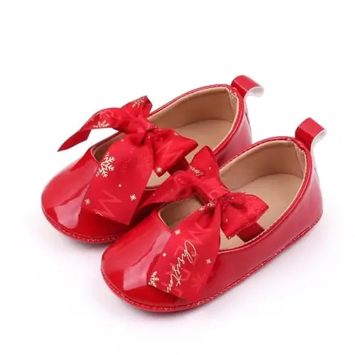 SABATUTU Infant Baby Girls Princess Wedding Dress Mary Jane Flats,Toddler Soft Sole Prewalker Sparkly Lightweight Shoes - 4