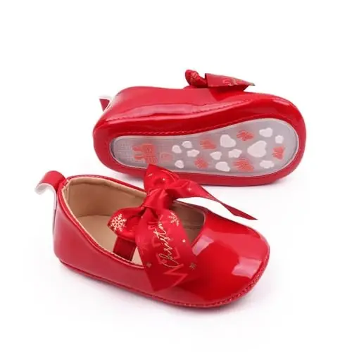 SABATUTU Infant Baby Girls Princess Wedding Dress Mary Jane Flats,Toddler Soft Sole Prewalker Sparkly Lightweight Shoes - 5