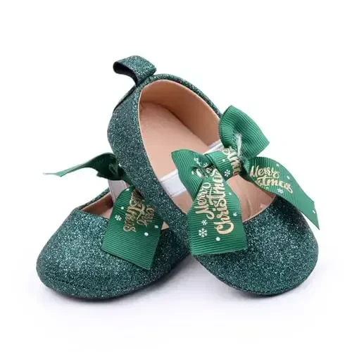 SABATUTU Infant Baby Girls Princess Wedding Dress Mary Jane Flats,Toddler Soft Sole Prewalker Sparkly Lightweight Shoes 