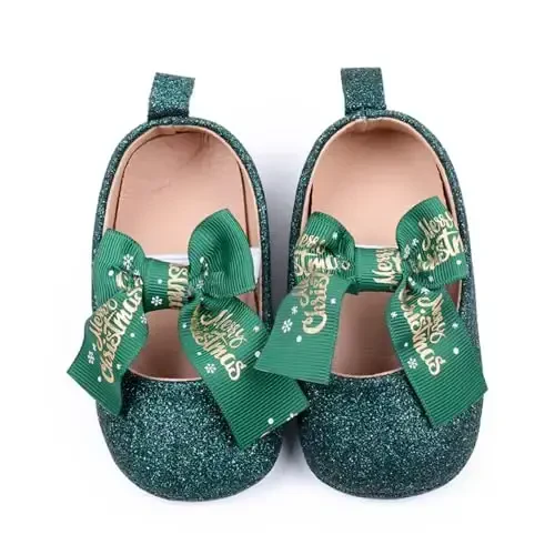 SABATUTU Infant Baby Girls Princess Wedding Dress Mary Jane Flats,Toddler Soft Sole Prewalker Sparkly Lightweight Shoes - 3