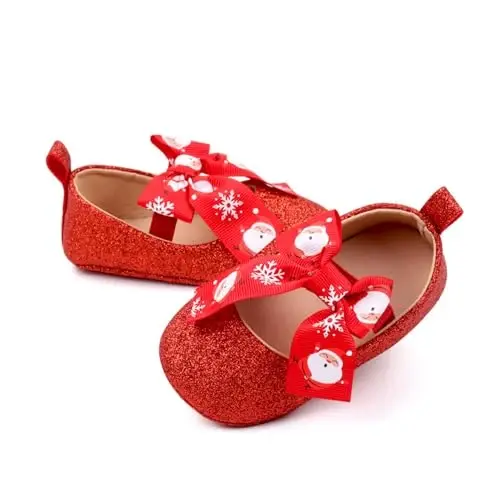 SABATUTU Infant Baby Girls Princess Wedding Dress Mary Jane Flats,Toddler Soft Sole Prewalker Sparkly Lightweight Shoes 
