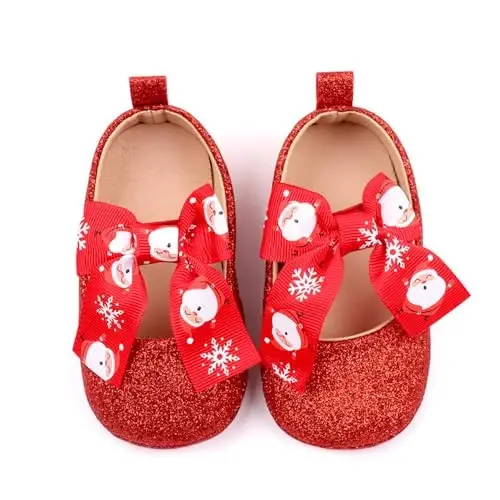 SABATUTU Infant Baby Girls Princess Wedding Dress Mary Jane Flats,Toddler Soft Sole Prewalker Sparkly Lightweight Shoes - 3
