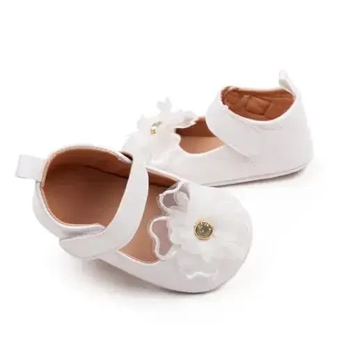 SABATUTU Infant Baby Girls Princess Wedding Dress Mary Jane Flats,Toddler Soft Sole Prewalker Sparkly Lightweight Shoes - 5