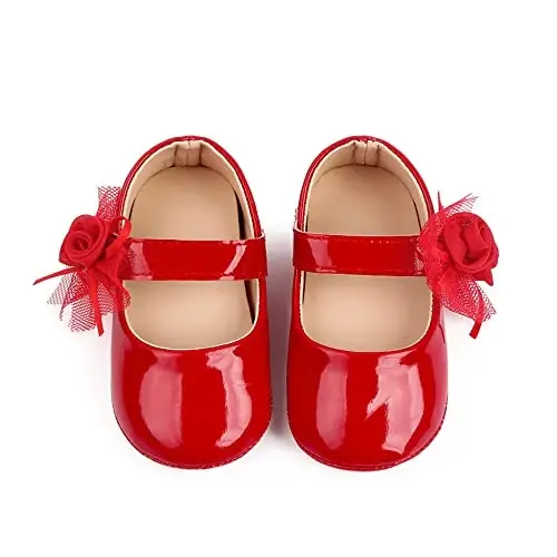 SABATUTU Infant Baby Girls Princess Wedding Dress Mary Jane Flats,Toddler Soft Sole Prewalker Sparkly Lightweight Shoes - 3