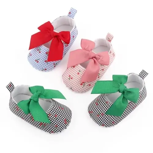 SABATUTU Infant Baby Girls Princess Wedding Dress Mary Jane Flats,Toddler Soft Sole Prewalker Sparkly Lightweight Shoes - SABATUTU (1)