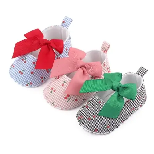 SABATUTU Infant Baby Girls Princess Wedding Dress Mary Jane Flats,Toddler Soft Sole Prewalker Sparkly Lightweight Shoes - 6