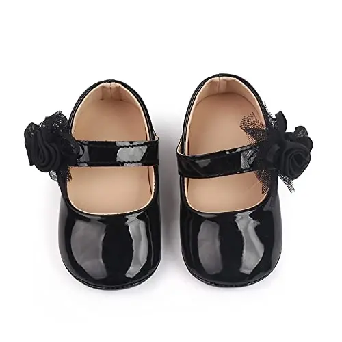 SABATUTU Infant Baby Girls Princess Wedding Dress Mary Jane Flats,Toddler Soft Sole Prewalker Sparkly Lightweight Shoes - 3