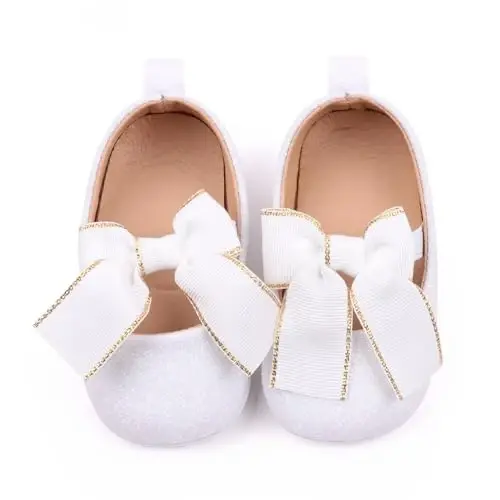 SABATUTU Infant Baby Girls Princess Wedding Dress Mary Jane Flats,Toddler Soft Sole Prewalker Sparkly Lightweight Shoes - 3