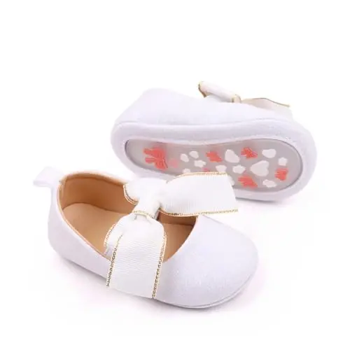 SABATUTU Infant Baby Girls Princess Wedding Dress Mary Jane Flats,Toddler Soft Sole Prewalker Sparkly Lightweight Shoes - 5
