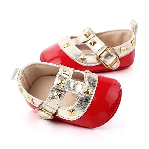 SABATUTU Infant Baby Girls Princess Wedding Dress Mary Jane Flats,Toddler Soft Sole Prewalker Sparkly Lightweight Shoes - 2