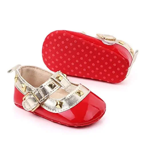 SABATUTU Infant Baby Girls Princess Wedding Dress Mary Jane Flats,Toddler Soft Sole Prewalker Sparkly Lightweight Shoes - 3