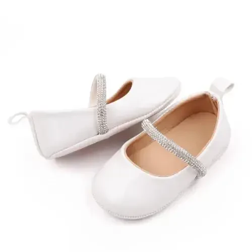 SABATUTU Infant Baby Girls Princess Wedding Dress Mary Jane Flats,Toddler Soft Sole Prewalker Sparkly Lightweight Shoes - 5
