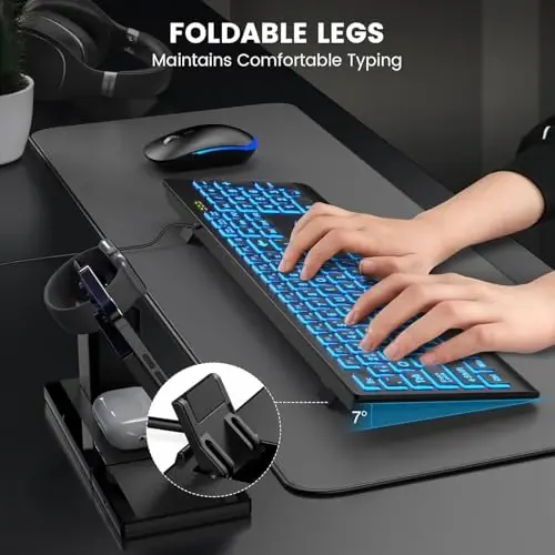 SABLUTE K11PRO Большая клавиатура с подсветкой и крупным шрифтом, проводная USB-клавиатура с подсветкой и крупными символами (в 3 раза больше), 7-цветными светодиодными клавишами, настольная клавиатура для ПК, ноутбука, Windows - 4