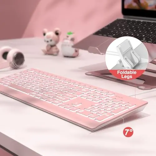 SABLUTE Large Print Backlit Keyboard, Wired USB Lighted Computer Keyboards with 7-Color & 4 Modes Backlit, Oversize Letters Keys Easy to See and Type, Quiet Keyboard Compatible for PC, Laptop -Pink - 3