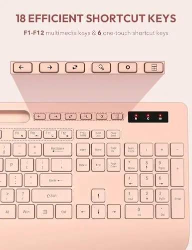 SABLUTE Wireless Keyboard and Mouse, Wrist Rest, Phone Holder, Batteries Included, 2.4G Lag-Free Ergonomic Keyboards Mouse Combo, Silent Cordless Set for Computer, Laptop, Mac, Windows (No Backlit) - 5