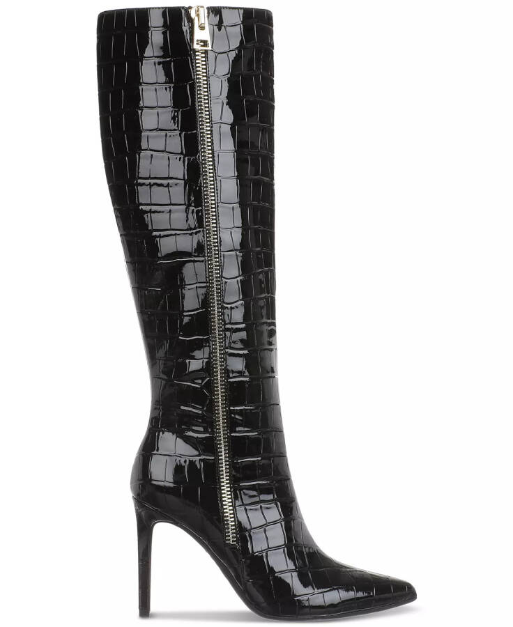 Sabrinaa Extra Wide-Calf Zip Knee High Boots, Created for Modazone Black Croc Extra Wild Calf - 2