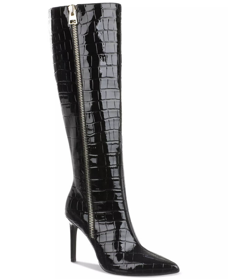 Sabrinaa Wide-Calf Zip Knee High Boots, Created for Modazone Black Croc Wide Calf - 1