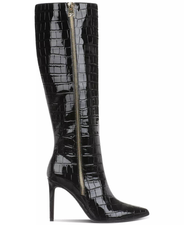 Sabrinaa Zip Knee High Boots, Created for Modazone Black Croc - 7