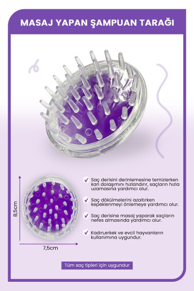 Saç Bakım Fırçası, Saç Derisine Masaj Yapan Şampuan Tarağı, Duş Fırçası 2 Adet - 2