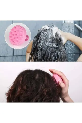 Saç Bakım Fırçası, Saç Derisine Masaj Yapan Şampuan Tarağı, Duş Fırçası - pembe - 3