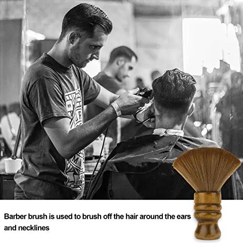 Large Barber Brush Neck Duster for Hair Cutting, Beomeen Soft Barber Hairbrush Professional Hair Sweep Brushes with Solid Natural Fiber Wooden Handle - 6