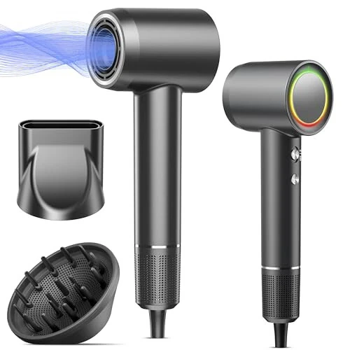 Hair Dryer, 160000 RPM Professional High Speed Ionic Blow Dryer, 500 Million Negative Ions & Heat-Control & Low Noise Hairdryer with Magnetic Diffuser for Fast Drying All Hair Types, No Heat Damage - 5