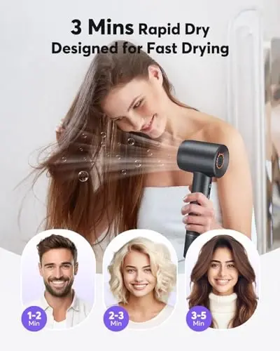 Hair Dryer - Bopcal Ionic Blow Dryer with Concentrator for All Hair Types,110000 RPM High-Speed Fast Drying Lightweight and Quiet, 200 Million Negative Ions Dryer with Thermo-Control (1500w) - BOPCAL (1)