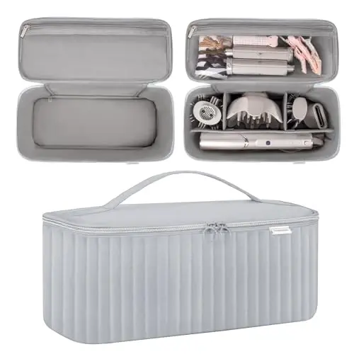 Travel Carrying Case for Hair Dryer Shark Flexstyle Dyson Airwrap Brush Hair Accessories Tools Storage Bag for Revlon Hairdryer Styler Organizer (Silver Gray) - 3