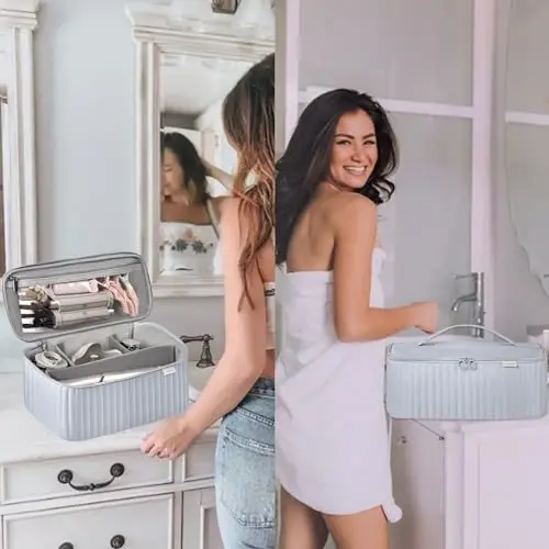 Travel Carrying Case for Hair Dryer Shark Flexstyle Dyson Airwrap Brush Hair Accessories Tools Storage Bag for Revlon Hairdryer Styler Organizer (Silver Gray) - 6