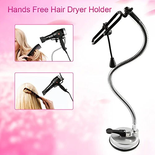 Hair Dryer Stand, Blow Dryer Stand, 360 Degree Rotating Lazy Hair Dryer Stand Hand with Heavy Base, Adjustable Height Standing Hair Dryer, Blow Dryer Holder for Countertop - 4
