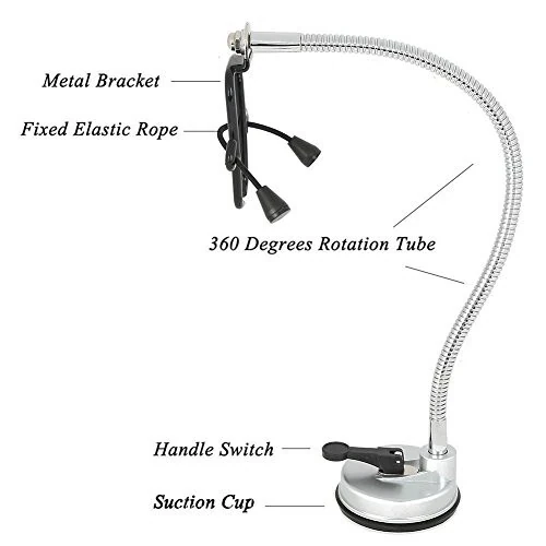 Hair Dryer Stand, Blow Dryer Stand, 360 Degree Rotating Lazy Hair Dryer Stand Hand with Heavy Base, Adjustable Height Standing Hair Dryer, Blow Dryer Holder for Countertop - 5