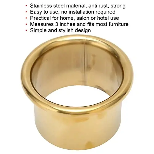 Hair Dryer Holder Insert, Firm and Proof, Stainless Steel Hair Dryer Stand for Bathroom Hotel Hairdressing Salon(Gold) - 4