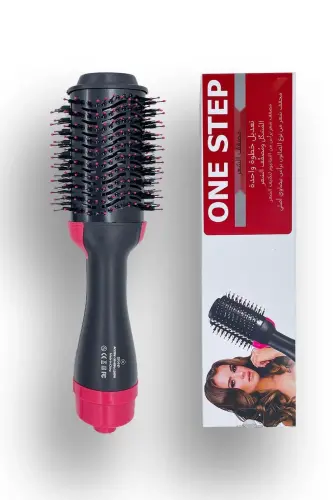 Tek Adımda Hızlı Fön Etkisi | Oval Fırça Saç Şekillendirici Düzleştirici Fön Tarağı 220 Derece-Siyah/Pembe - 6