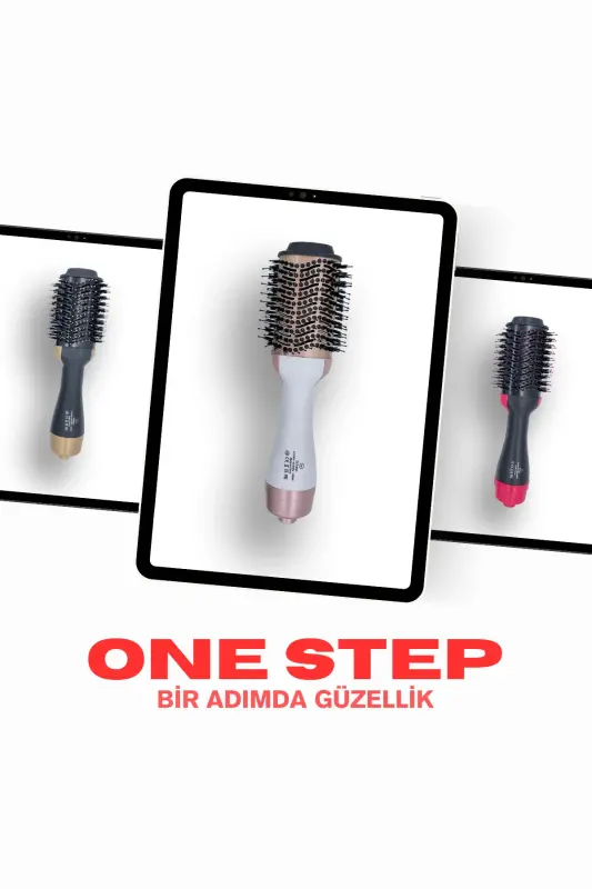 Saç Şekillendirici Ve Saç Düzleştirici Fön Tarağı Yeni Model Beyaz Renk-Beyaz - 4