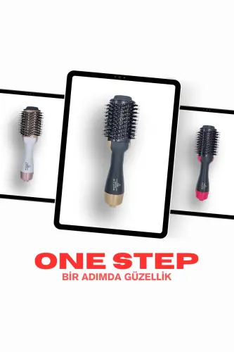 Tek Adımda Hızlı Fön Etkisi | Oval Fırça Saç Şekillendirici Düzleştirici Fön Tarağı 220 Derece GOLD-Gold - 3