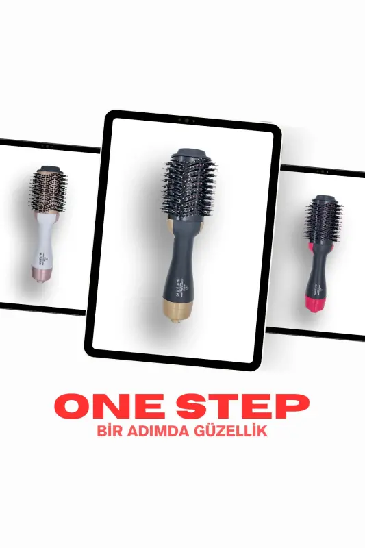 Tek Adımda Hızlı Fön Etkisi | Oval Fırça Saç Şekillendirici Düzleştirici Fön Tarağı 220 Derece GOLD-Gold - 3