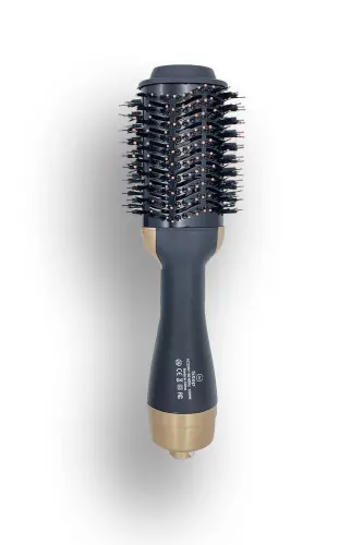 Tek Adımda Hızlı Fön Etkisi | Oval Fırça Saç Şekillendirici Düzleştirici Fön Tarağı 220 Derece GOLD-Gold - 4