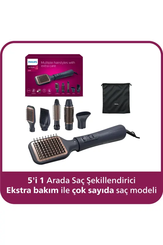 Saç Şekillendirme Ve Kurutma Seti Bha530/00, Argan Yağı Seramik Kaplama, 5 Aparat, 3 Isı Ve Hız Ayarı - 1